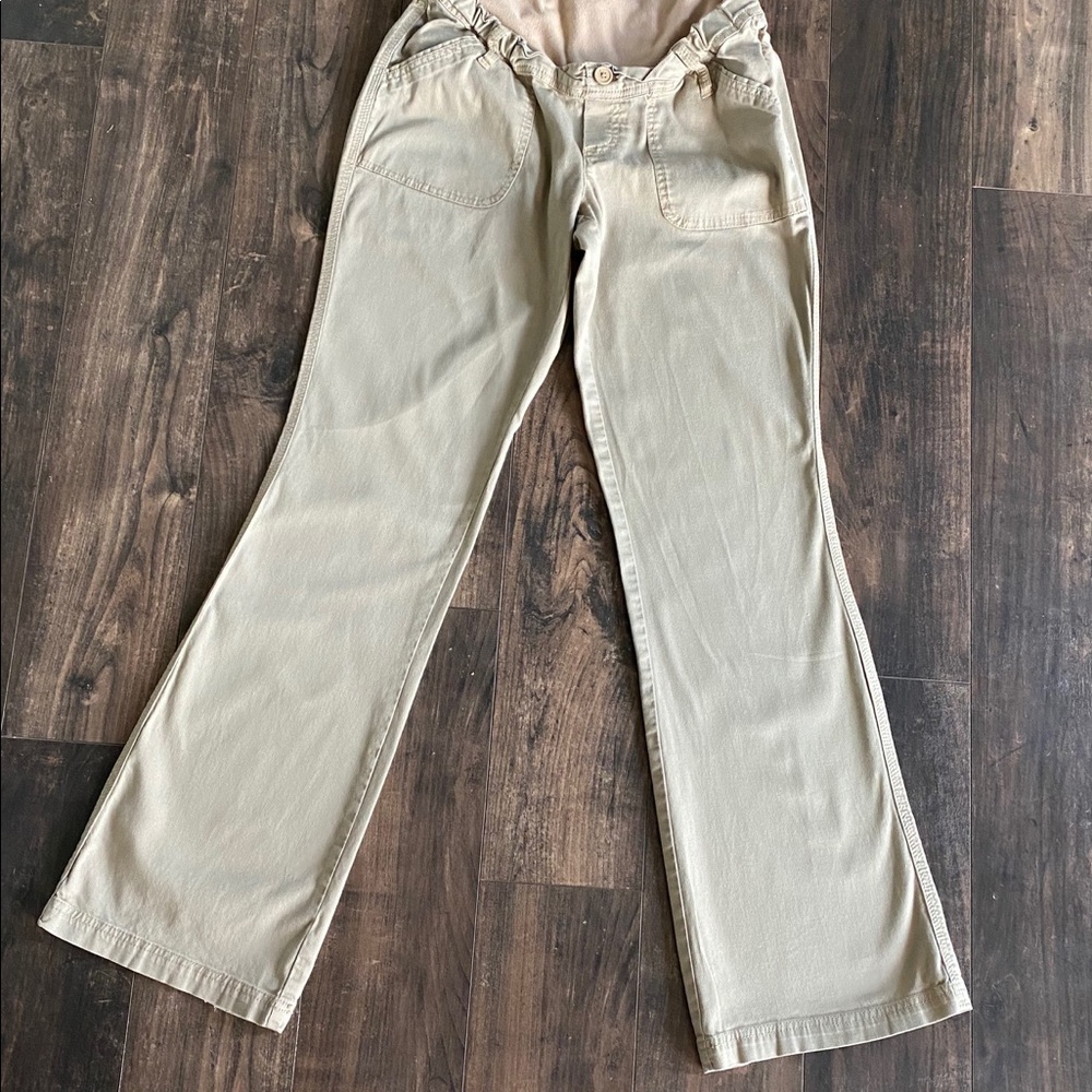 khaki boot cut maternity pants